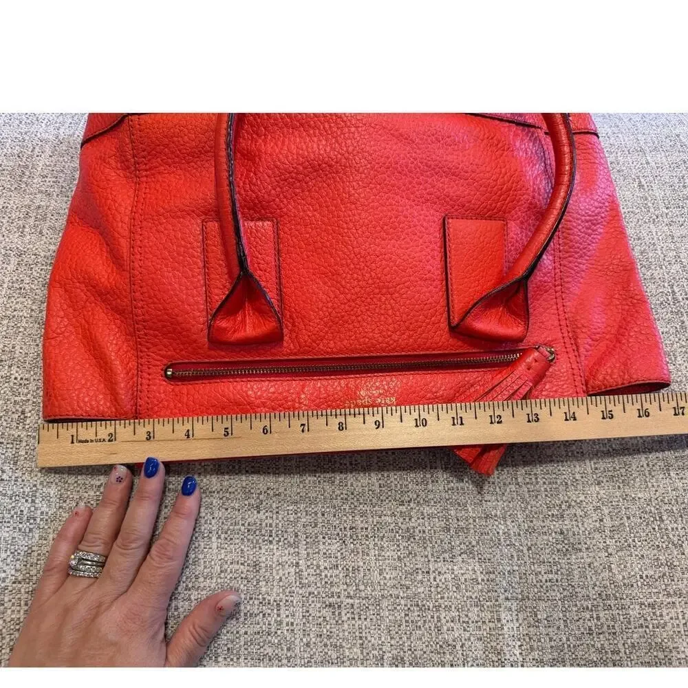 Kate Spade New York Orange Large Purse Bag Leather Magnetic Closure Pockets